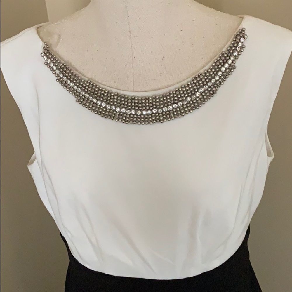 beaded white black holiday dress